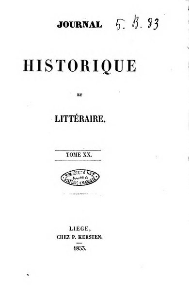 Journal historique et litteraire