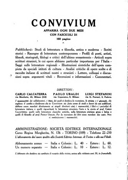 Convivium rivista di lettere filosofia e storia