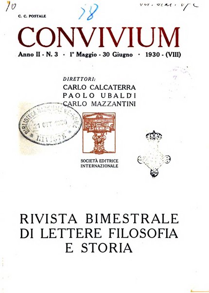 Convivium rivista di lettere filosofia e storia