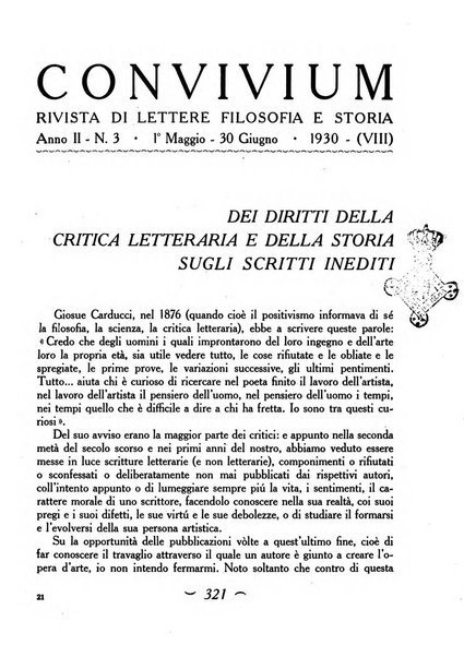 Convivium rivista di lettere filosofia e storia