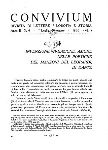 Convivium rivista di lettere filosofia e storia