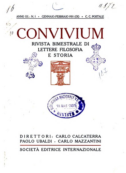 Convivium rivista di lettere filosofia e storia