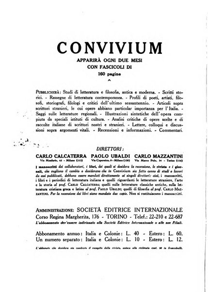 Convivium rivista di lettere filosofia e storia