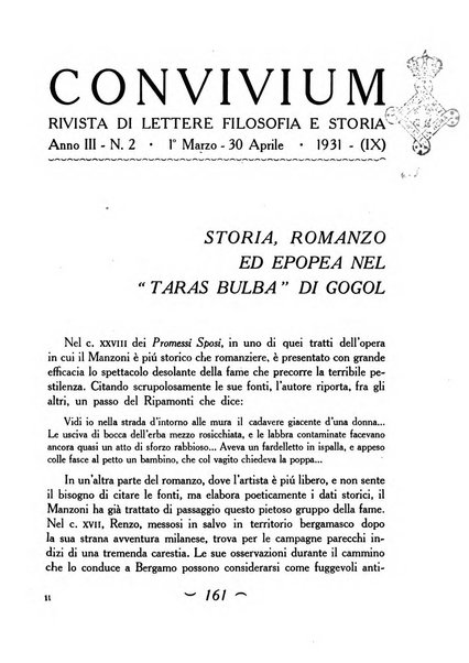 Convivium rivista di lettere filosofia e storia