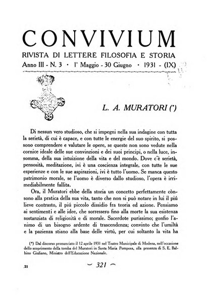 Convivium rivista di lettere filosofia e storia