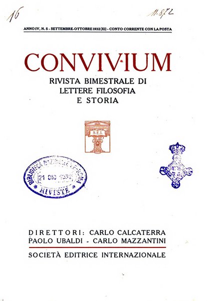 Convivium rivista di lettere filosofia e storia