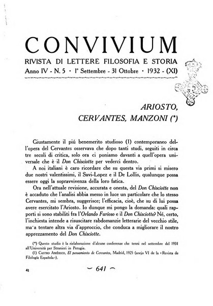 Convivium rivista di lettere filosofia e storia