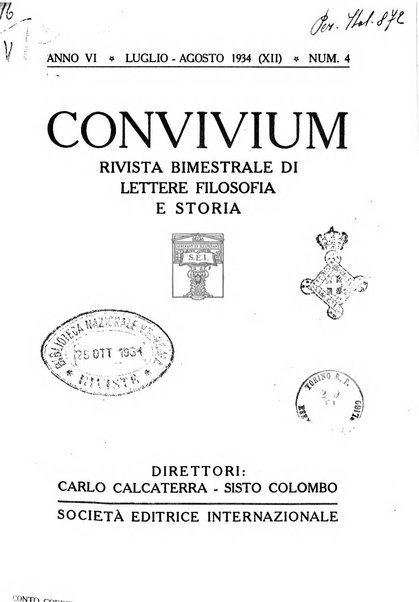 Convivium rivista di lettere filosofia e storia