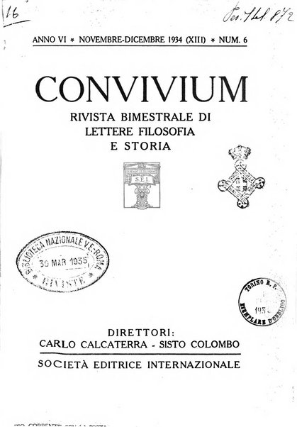 Convivium rivista di lettere filosofia e storia