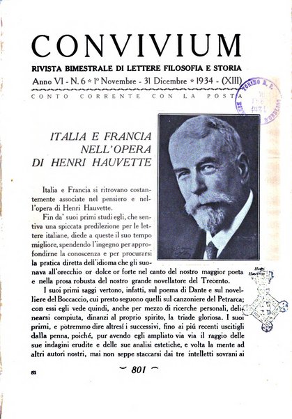 Convivium rivista di lettere filosofia e storia