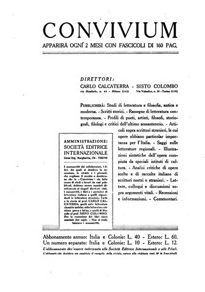 Convivium rivista di lettere filosofia e storia