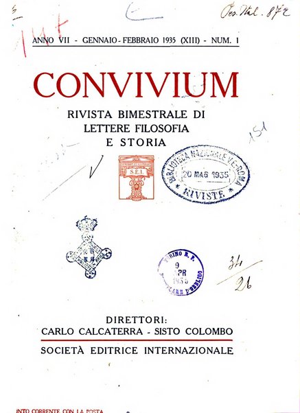 Convivium rivista di lettere filosofia e storia