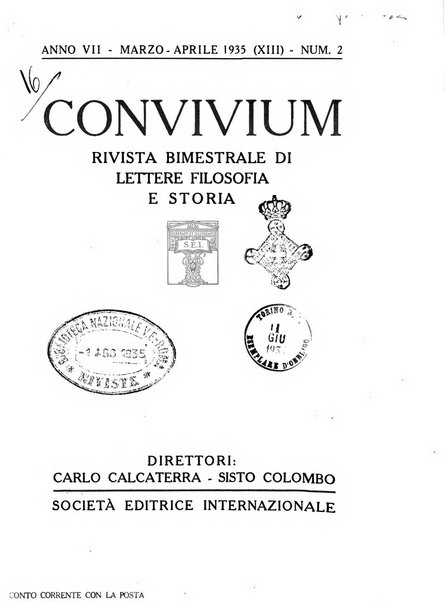 Convivium rivista di lettere filosofia e storia