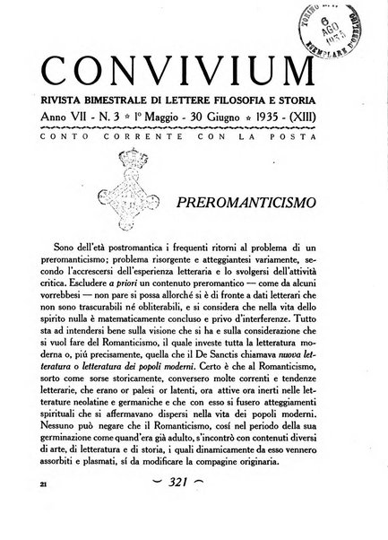 Convivium rivista di lettere filosofia e storia