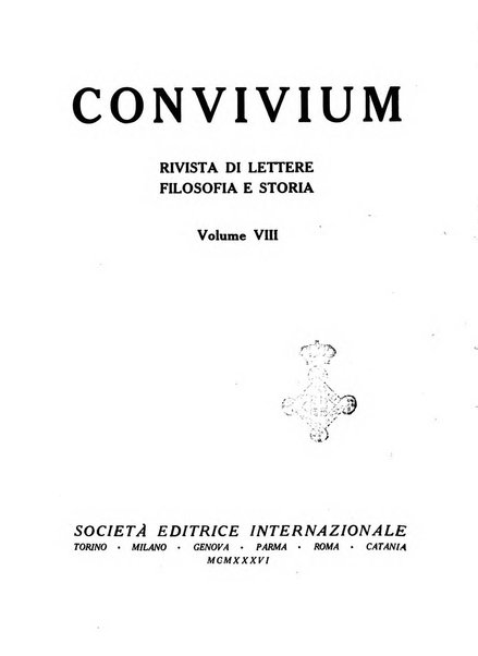 Convivium rivista di lettere filosofia e storia