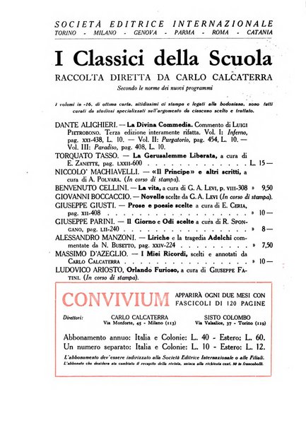 Convivium rivista di lettere filosofia e storia