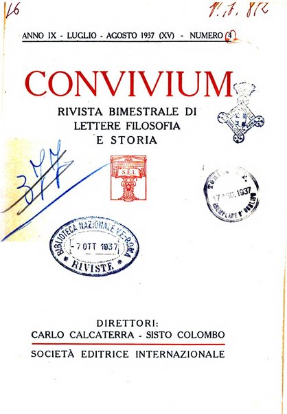 Convivium rivista di lettere filosofia e storia