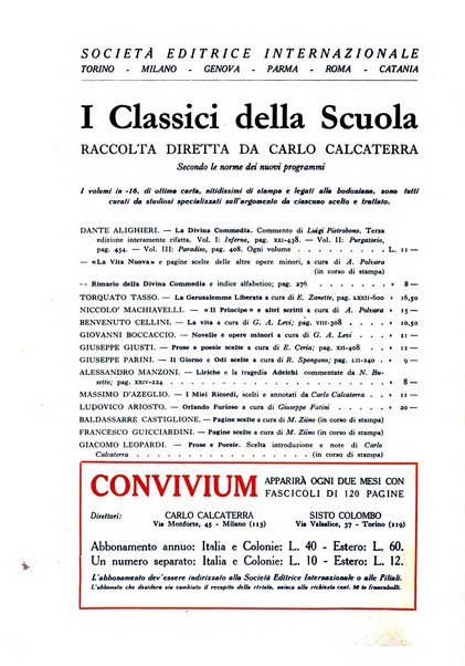 Convivium rivista di lettere filosofia e storia