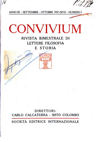 Convivium rivista di lettere filosofia e storia