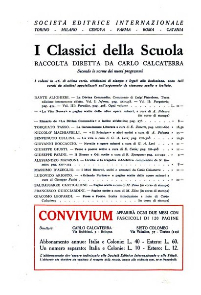 Convivium rivista di lettere filosofia e storia