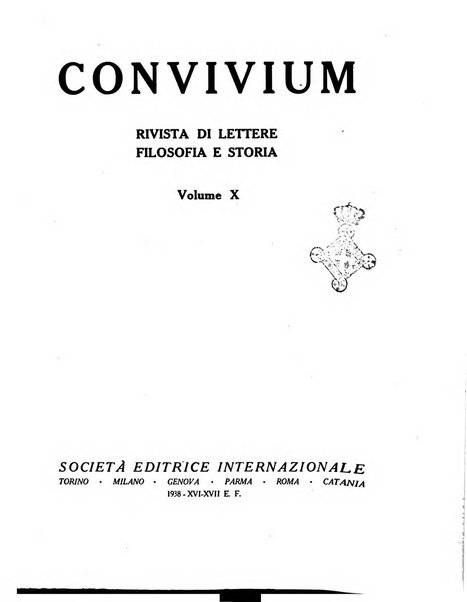 Convivium rivista di lettere filosofia e storia