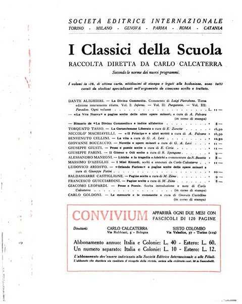 Convivium rivista di lettere filosofia e storia