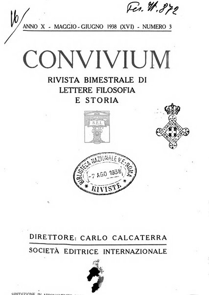 Convivium rivista di lettere filosofia e storia