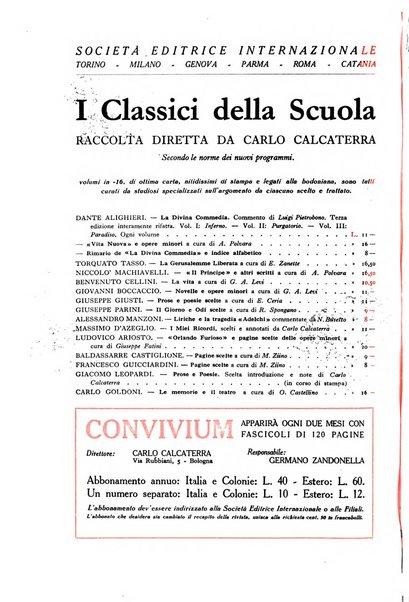 Convivium rivista di lettere filosofia e storia