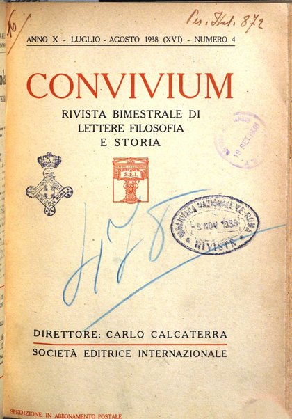 Convivium rivista di lettere filosofia e storia