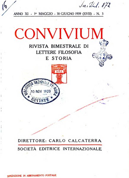 Convivium rivista di lettere filosofia e storia