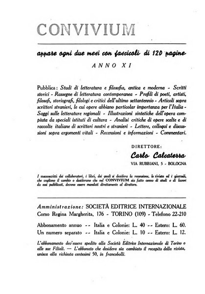 Convivium rivista di lettere filosofia e storia