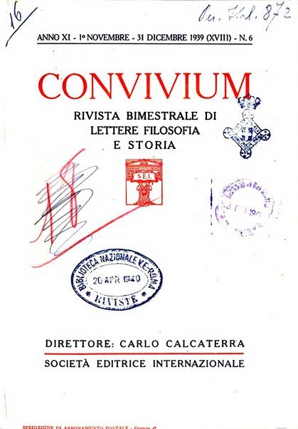 Convivium rivista di lettere filosofia e storia