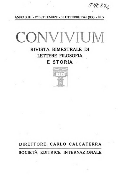 Convivium rivista di lettere filosofia e storia