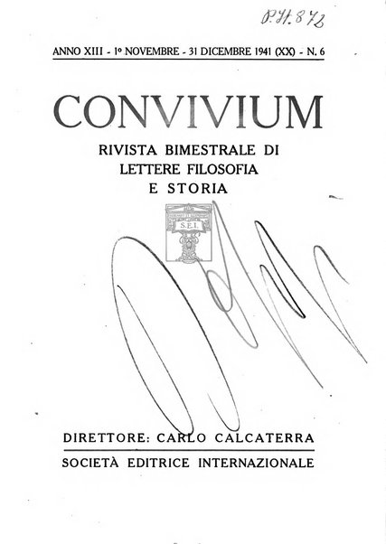 Convivium rivista di lettere filosofia e storia