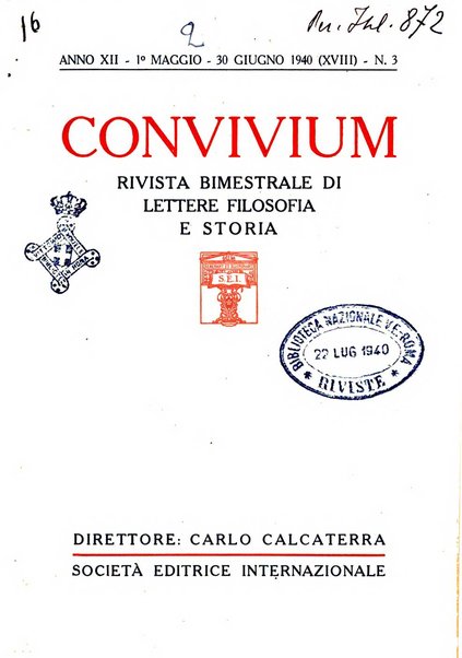 Convivium rivista di lettere filosofia e storia