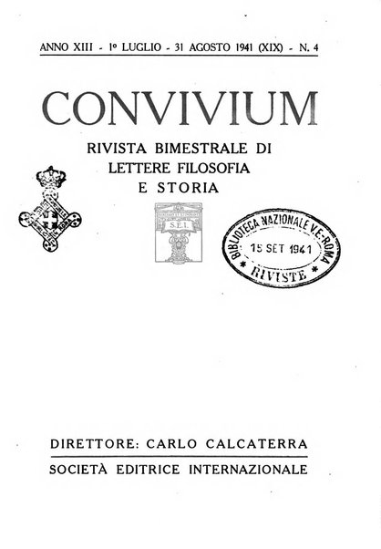 Convivium rivista di lettere filosofia e storia