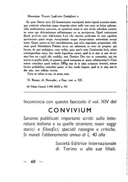 Convivium rivista di lettere filosofia e storia