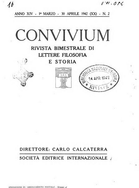 Convivium rivista di lettere filosofia e storia