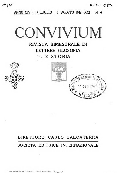 Convivium rivista di lettere filosofia e storia