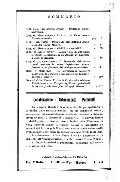 Nuova rivista di clinica ed assistenza psichiatrica e di terapia applicata