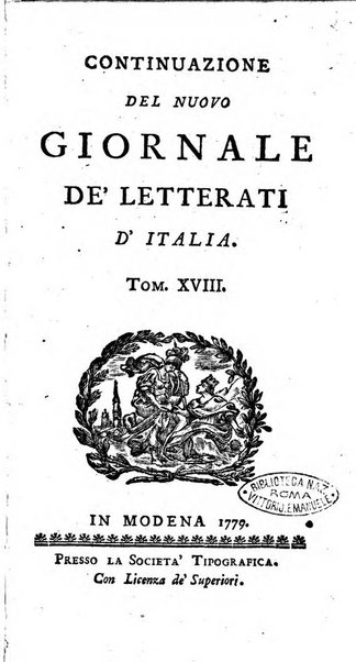 Continuazione del Nuovo giornale de'letterati d'Italia