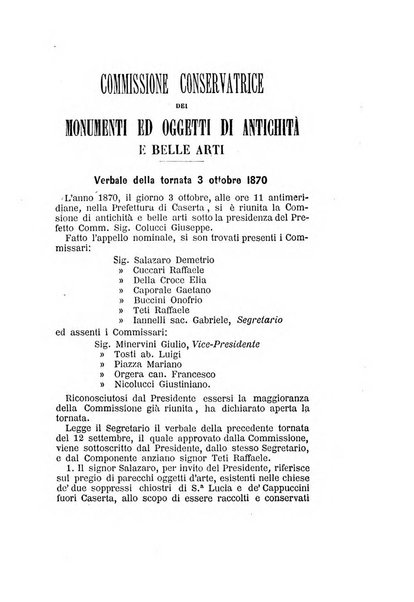 Atti della Commissione Conservatrice dei monumenti ed oggetti di antichita e belle arti nella Provincia di Terra di Lavoro