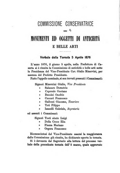 Atti della Commissione Conservatrice dei monumenti ed oggetti di antichita e belle arti nella Provincia di Terra di Lavoro