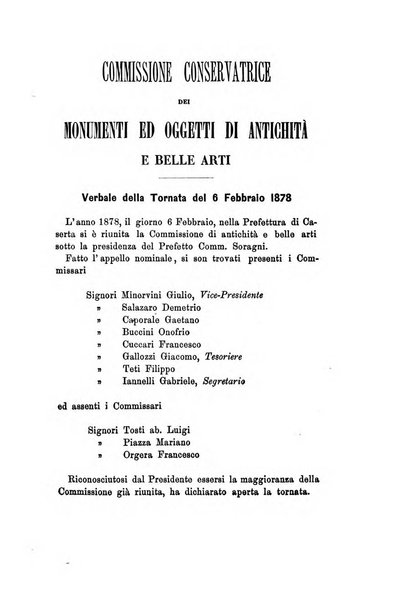 Atti della Commissione Conservatrice dei monumenti ed oggetti di antichita e belle arti nella Provincia di Terra di Lavoro