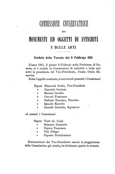 Atti della Commissione Conservatrice dei monumenti ed oggetti di antichita e belle arti nella Provincia di Terra di Lavoro