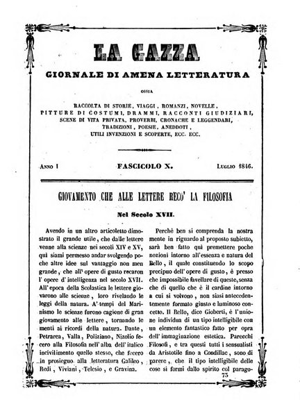 La gazza giornale di amena letteratura, ossia raccolta di storie, viaggi, romanzi, novelle ...