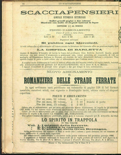 Lo scacciapensieri : giornale pittoresco settimanale