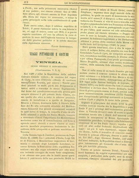 Lo scacciapensieri : giornale pittoresco settimanale