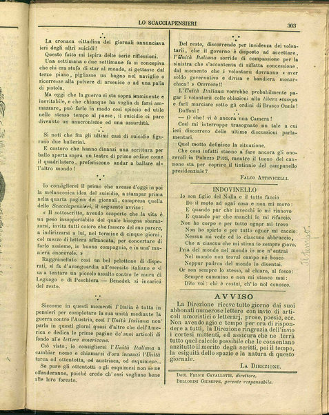 Lo scacciapensieri : giornale pittoresco settimanale