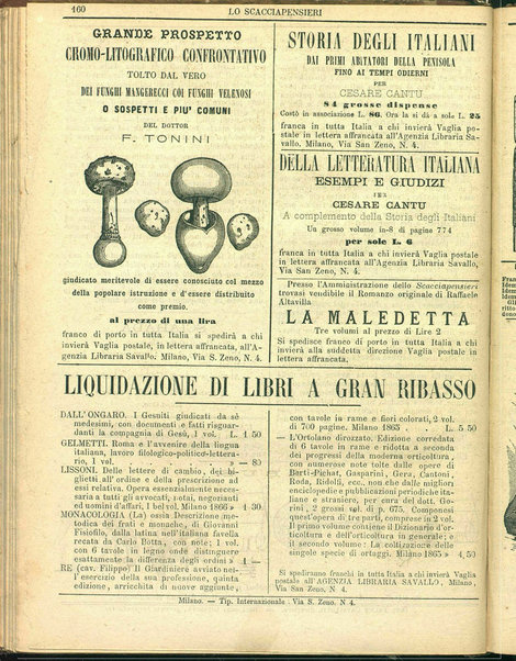 Lo scacciapensieri : giornale pittoresco settimanale